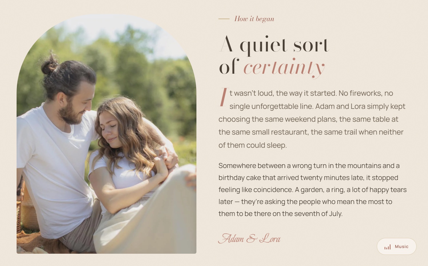 Adam & Lora - Quiet Luxury - live invitation website demo